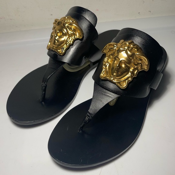 Versace Shoes Versace Thong Sandals Leather Colors Black Made In